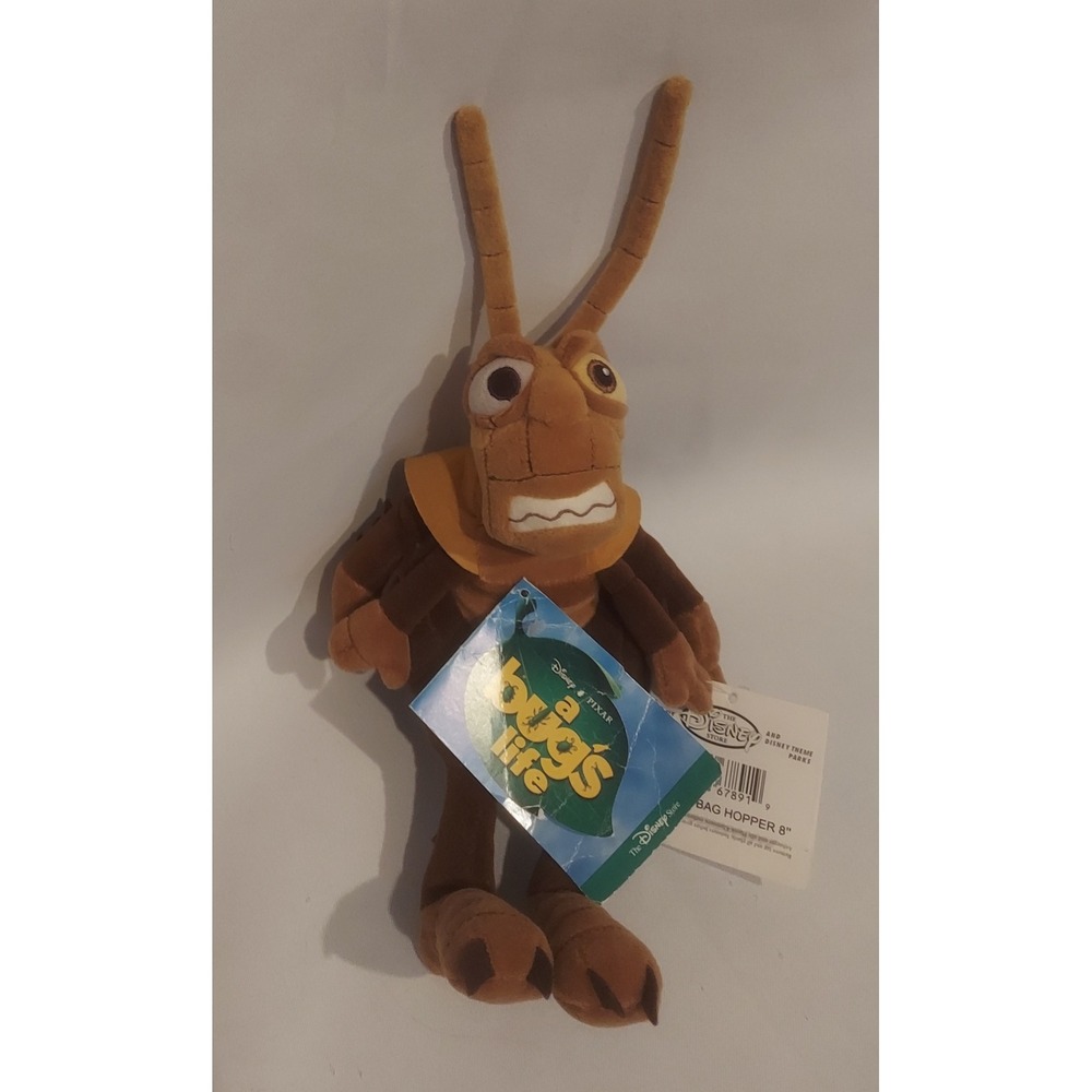 Disney Store Vintage 1998 A Bug's Life Hopper Grasshopper 8" Bean Bag Plush NWT